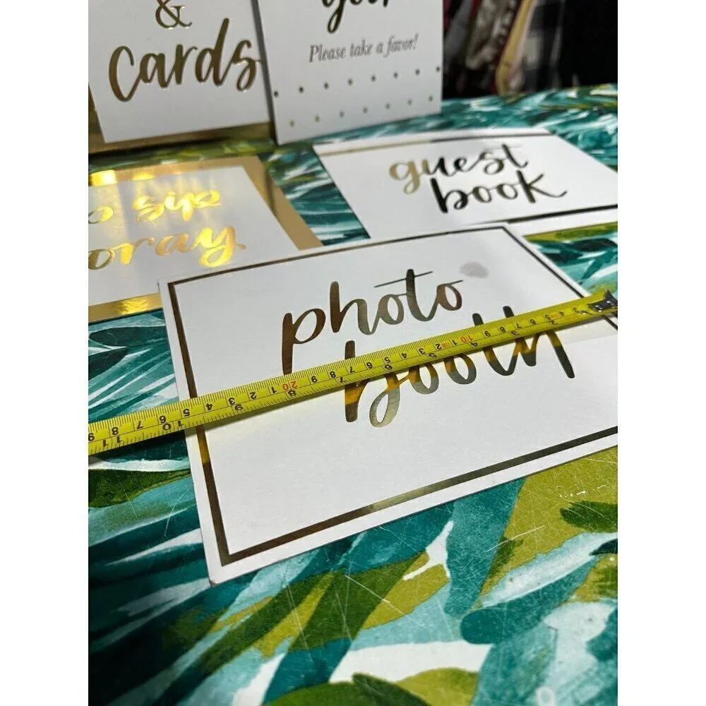 7 Gold Cardboard Party signs